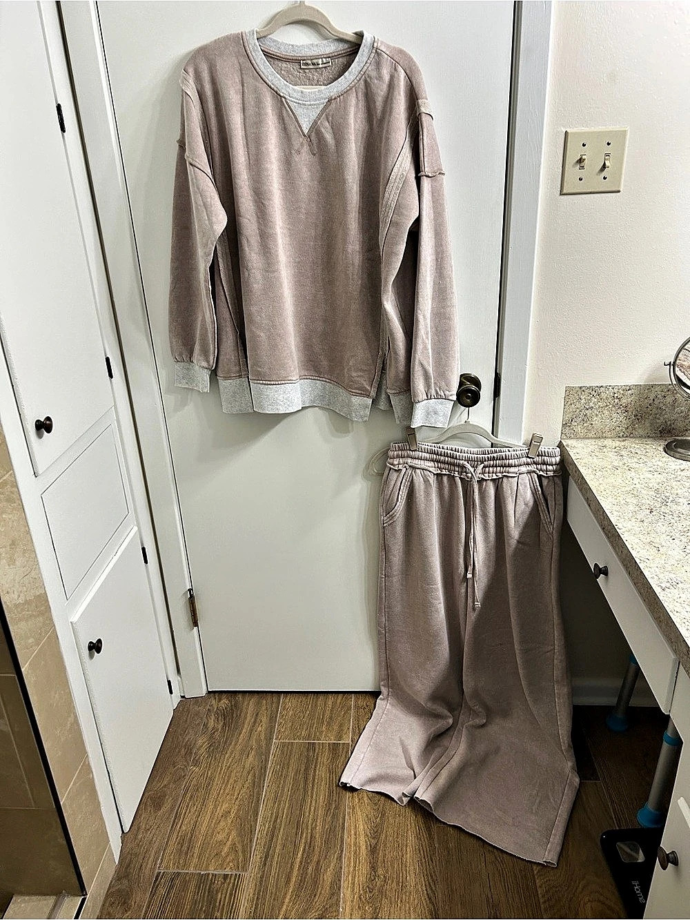 Zenana Mineral Wash Exposed Seam Fleece Sweatshirt and Pants Set Fleece Lounge